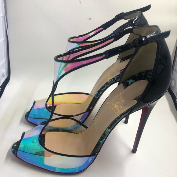 Clear pvc iridescent peep toe Louboutins...never worn, box and dust bag included - Picture 1 of 4
